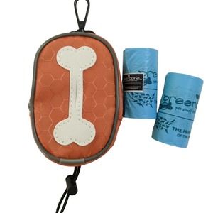 new dog doggy waste bag holder dispenser bone patch carabiner clip 2 rolls bags